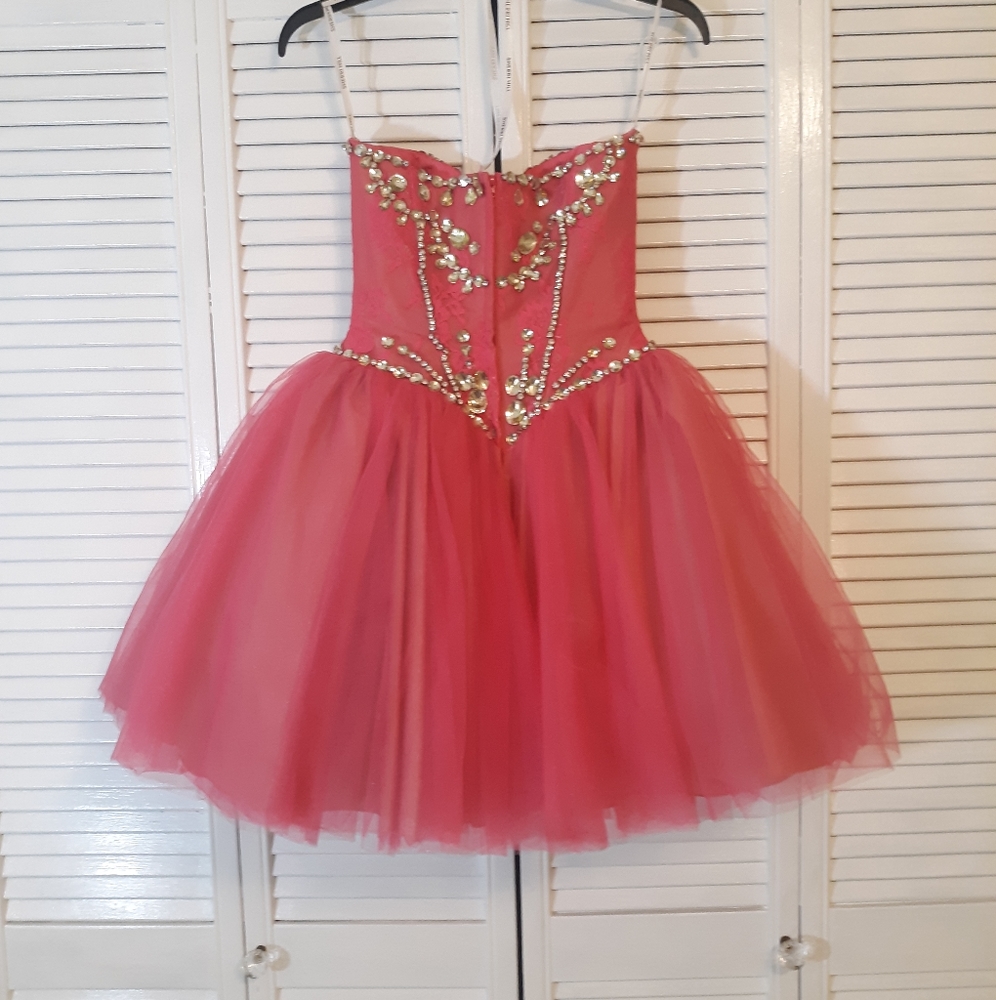 Sherri Hill gemstone tulle party mini dress sz 00 *X - Picture 7 of 8